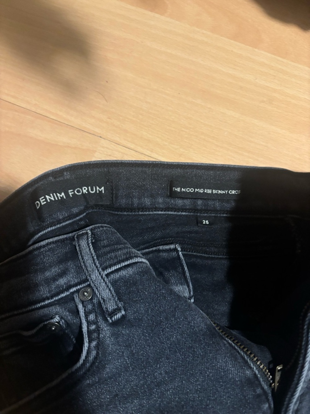Denim Forum Dark Indigo Mid-Rise Skinny Jeans
